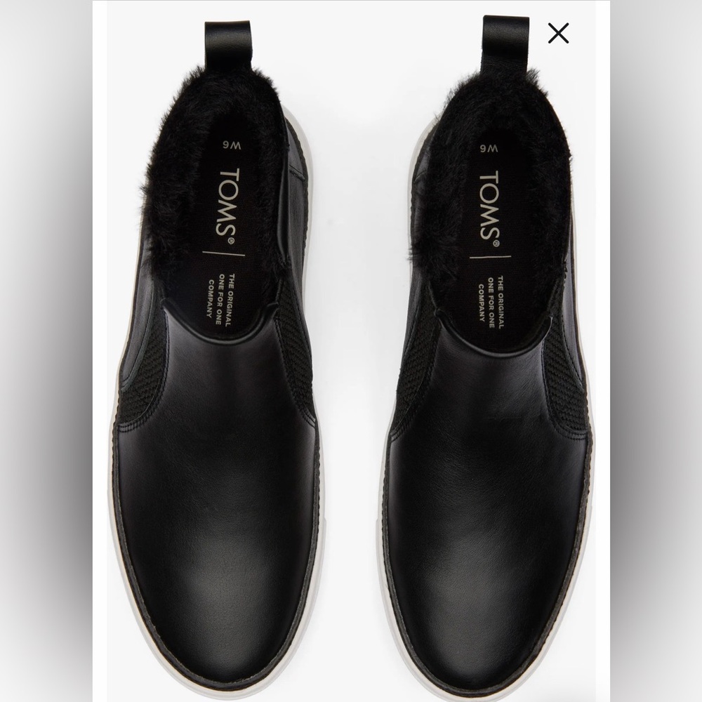 NWOT! Toms Women’s Bryce Pull-On Leather Sneakers Style Boots Size 8 Black - Picture 4 of 9